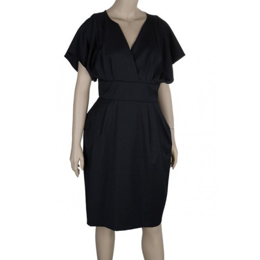Kenzo Womens Black Front Wrap Knee Length Dress Sz‎ 38 Academia Office Business